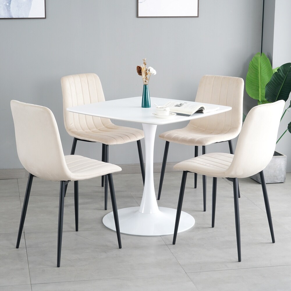 Set of 4 Upholstered Velvet Modern Dining Chair with Metal Legs