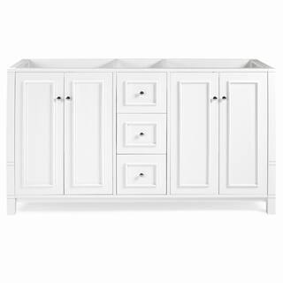 Alaterre Furniture Williamsburg 60 in. W x 21 in. D x 34 in. H Bath Vanity Cabinet without Top in White AVAN60WHBB