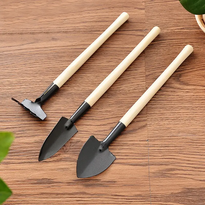 Mini Garden Hand Planting Tools Small Shovel Rake Spade Wood Handle Planting Tools Indoor Plant Tools