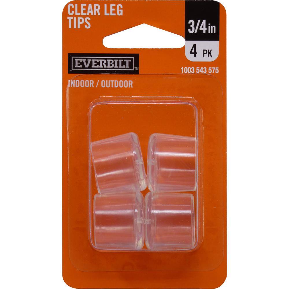 Everbilt 34 in. Clear Rubber Like Plastic Leg Caps for Table Chair and Furniture Leg Floor Protection (4-Pack) 46210