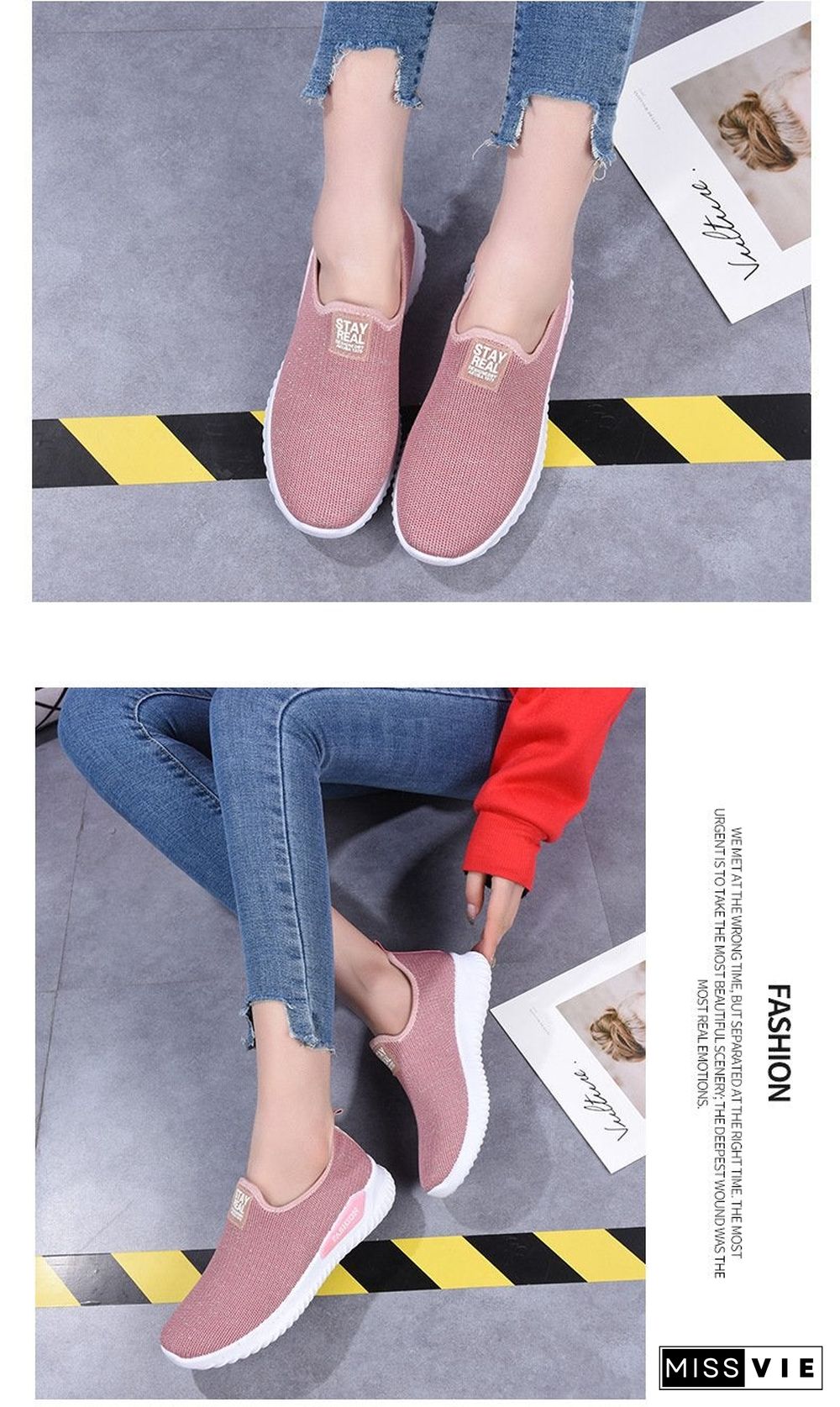 Women Sneakers Fashion Sock Shoes Female Vulcanized Shoes Casual Slip On Flats