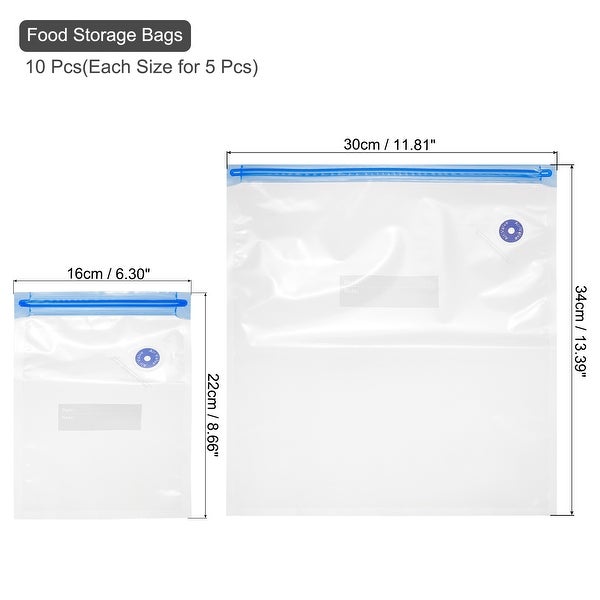 10pcs Sous Vide Bags Reusable Vacuum Food Sealer Bag 22cm x 16cm，34cm x 30cm - White