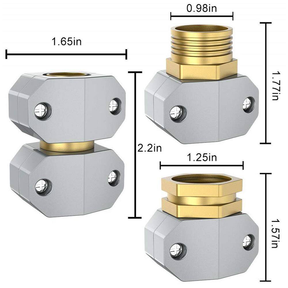 Dyiom 2-Pairs of Metal Hose Mender for 58 in. and 34 in. Hoses B08KG3K44J