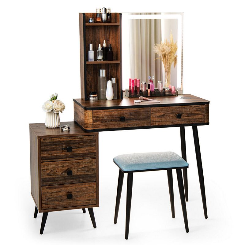 Vanity Makeup Table Set with Lighted Mirror