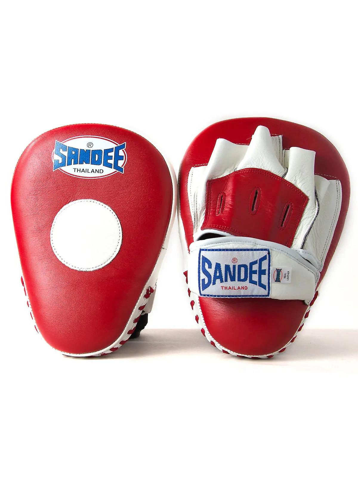 Sandee curved leather focus mitts - black-white-one size
