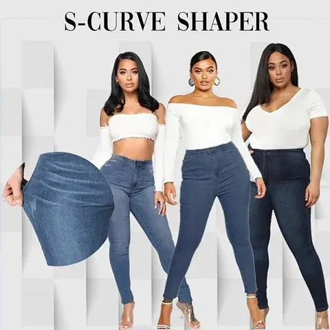 Perfect Stretch Skinny Fit Pull-On Push-Up Plus-Size Denim Jeans Leggi