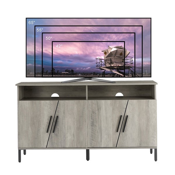 TV station with storage and open drawers， entertainment center console table