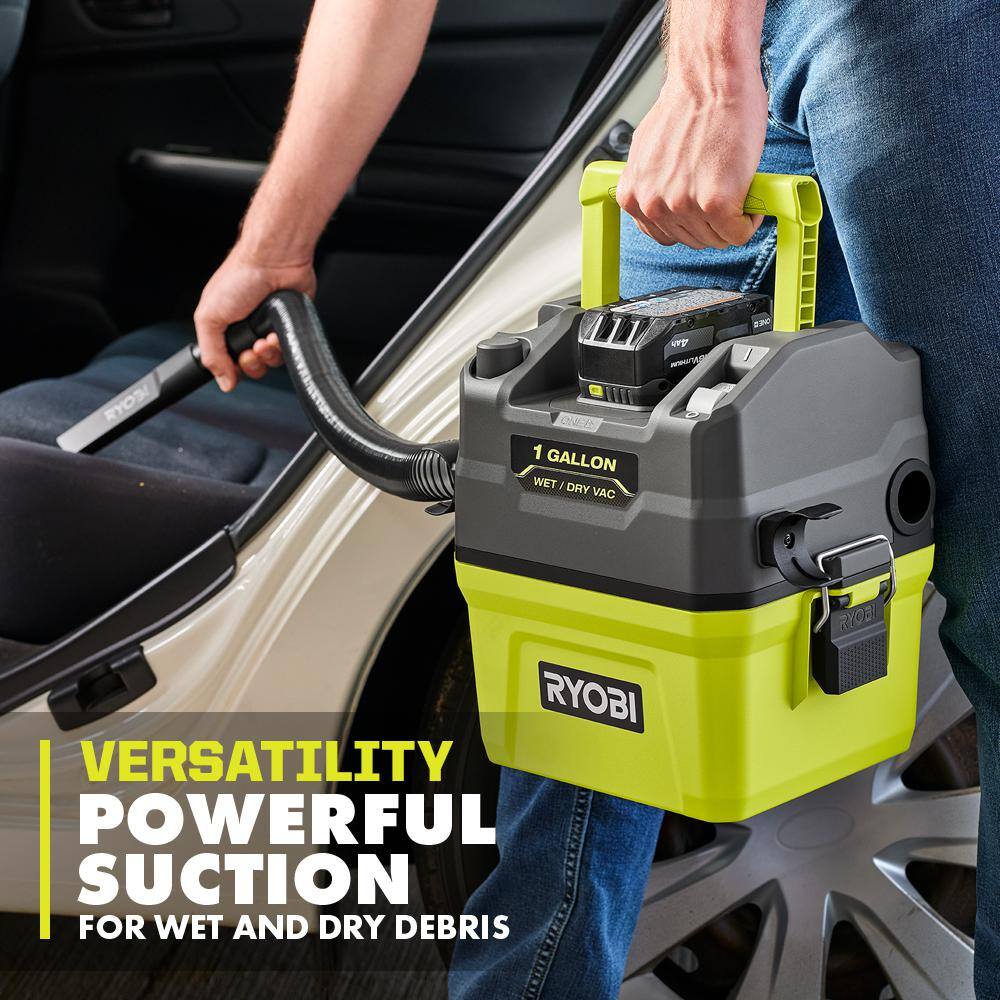 RYOBI ONE+ 18V Cordless 1 Gal. WetDry Vacuum (Tool Only) with HEPA Filter for Small Wet Dry Vacuums and Foam Filter (2-Pack) PCL733B-A32RF08-A32WF03