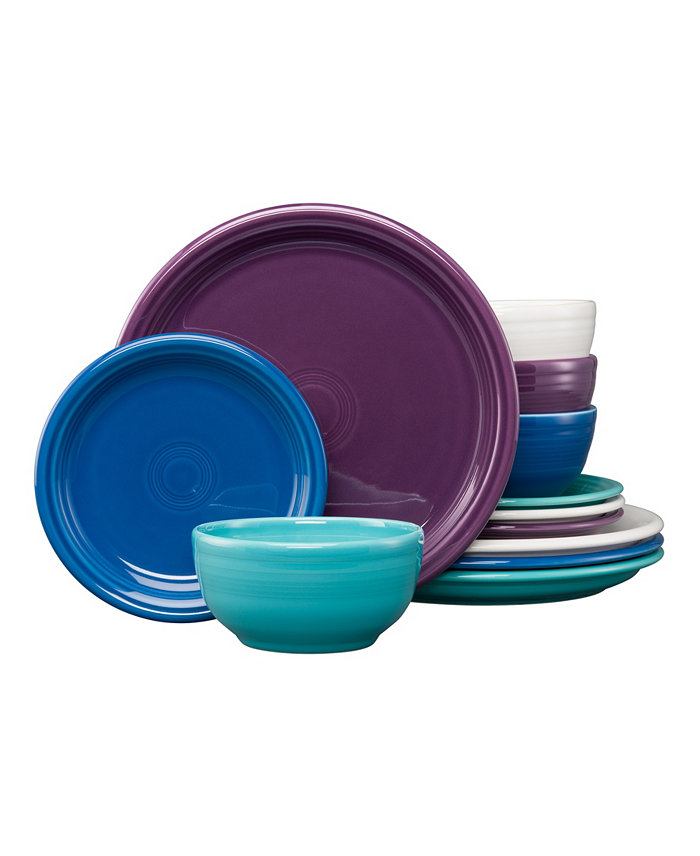 Fiesta Mixed Coastal Colors Bistro 12-Pc. Dinnerware Set Service for 4