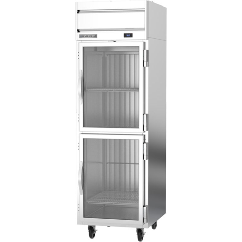 Beverage-Air HRPS1HC-1HG Reach-In Refrigerator， Horizon Series， 1-Section， 2 Glass Half-Doors， Stainless Steel