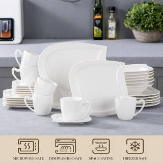 MALACASA Elvira 30-Piece Modern Ivory White Porcelain Dinnerware Set (Service for 6) ELVIRA-30