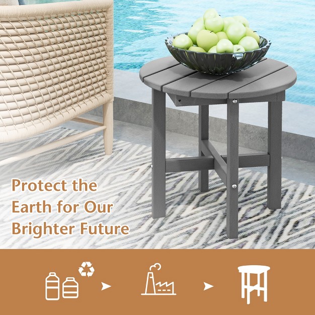 Costway Patio 18 x27 x27 Adirondack Round Side Table All Weather Hdpe End Table Outdoor Grey