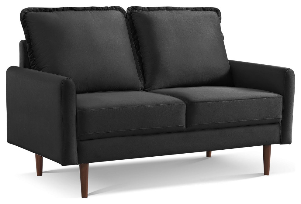 38.6H x 56.7W x 31.5D Blue Velvet Upholstered Loveseat   Midcentury   Loveseats   by IDEAZ International  LLC  Houzz