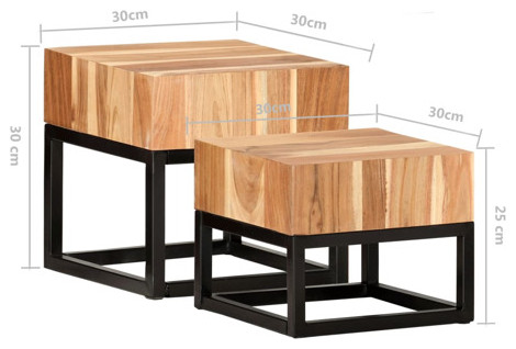 vidaXL Side Tables 2 Pcs Coffee Table End Table Furniture Solid Acacia Wood   Coffee And Accent Tables   by VirVentures  Houzz