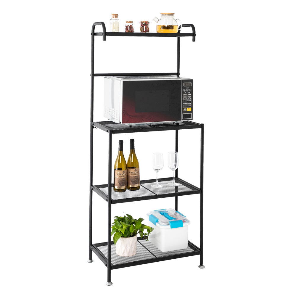 SalonMore 4-Tier Baker's Rack， Microwave Oven Stand Shelves， Kitchen Utility Storage Rack Shelf Organizer， Kitchen Island Cart， Black