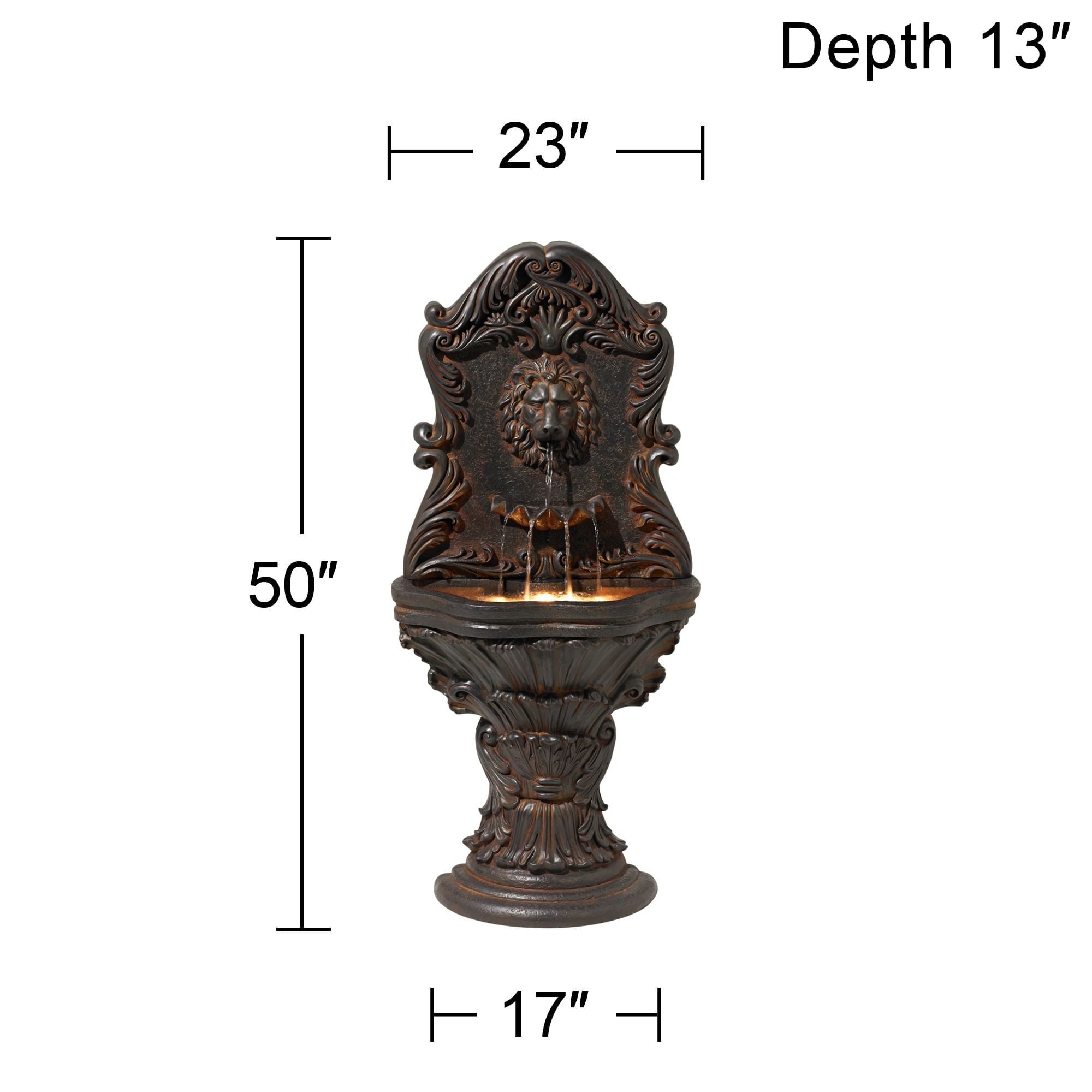 John Timberland Antiqued Outdoor Wall Water Fountain with LED Light 50