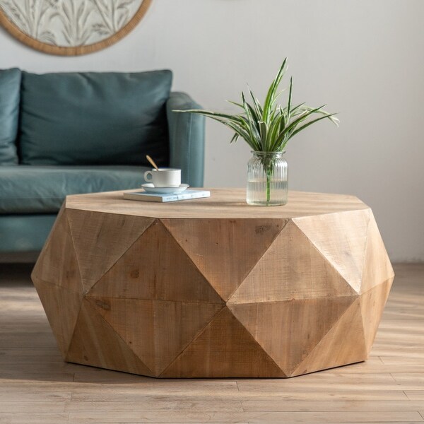 Modern Geometric Coffee Table for Living Room， Three-dimensional Embossed Pattern Design Sofa Table Cocktail Table