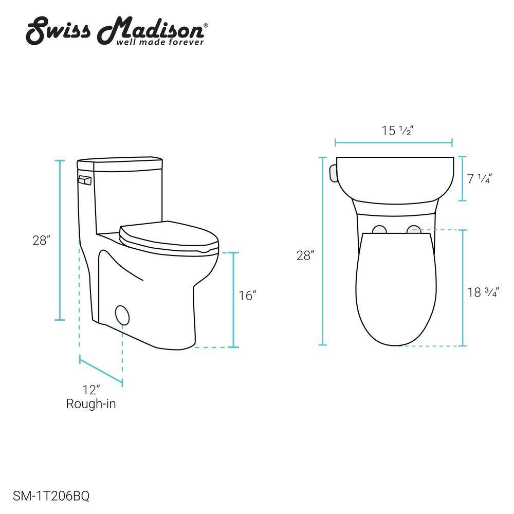 Swiss Madison Sublime 1-piece 1.28 GPF Left Side Single Flush Handle Elongated Toilet in Bisque with Seat Included SM-1T206BQ