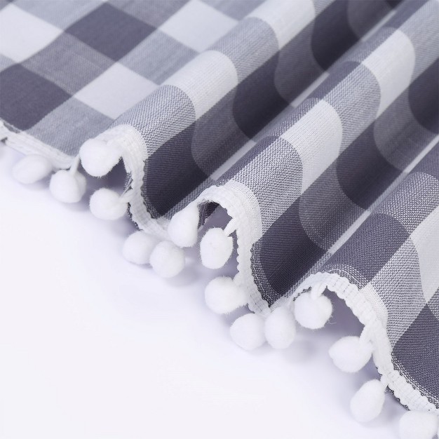 Trinity Buffalo Check Pom Pom Small Valance Curtains For Kitchen Windows