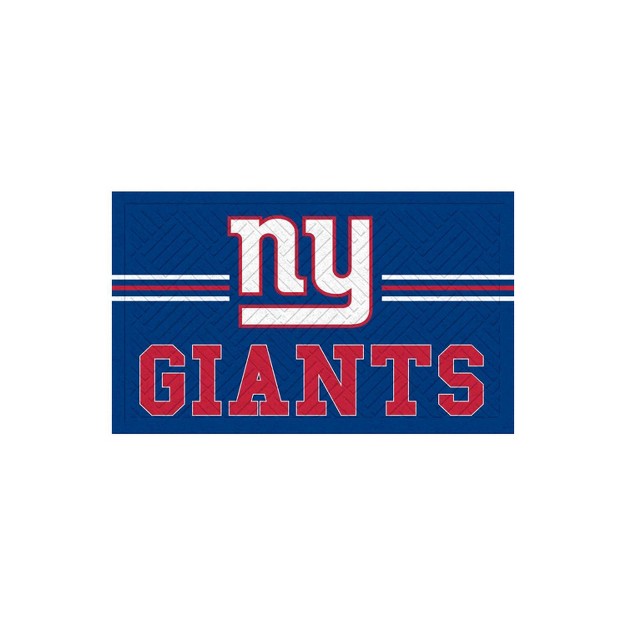 Evergreen Nfl New York Giants Embossed Mat Cross Hatch Indoor And Outdoor Doormat