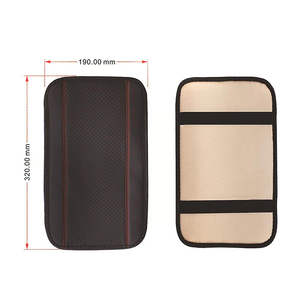 Car Armrest Box Pad Fashion Leather Central Console Armrest Pad Non-slip Protection Mat Car Universal Accessories Black Red