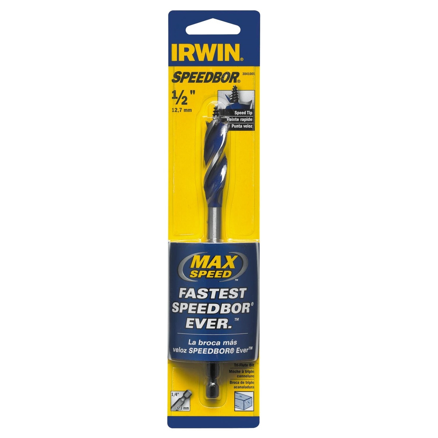 Irwin Speedbor 1/2 in. X 6 in. L Carbon Steel Wood Boring Bit 1 pc