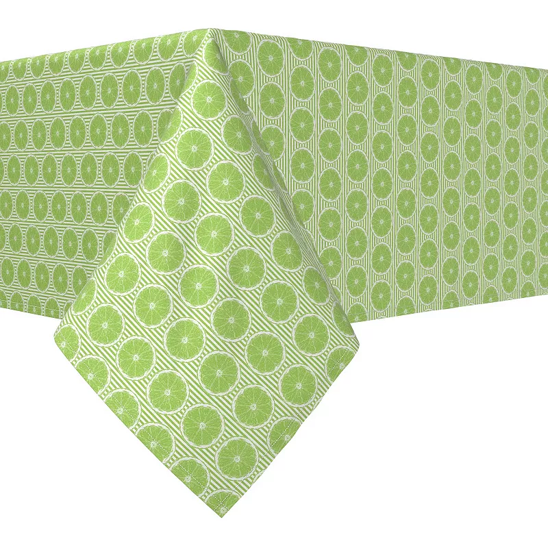 Square Tablecloth， 100% Polyester， 60x60， Limes and Green Stripes