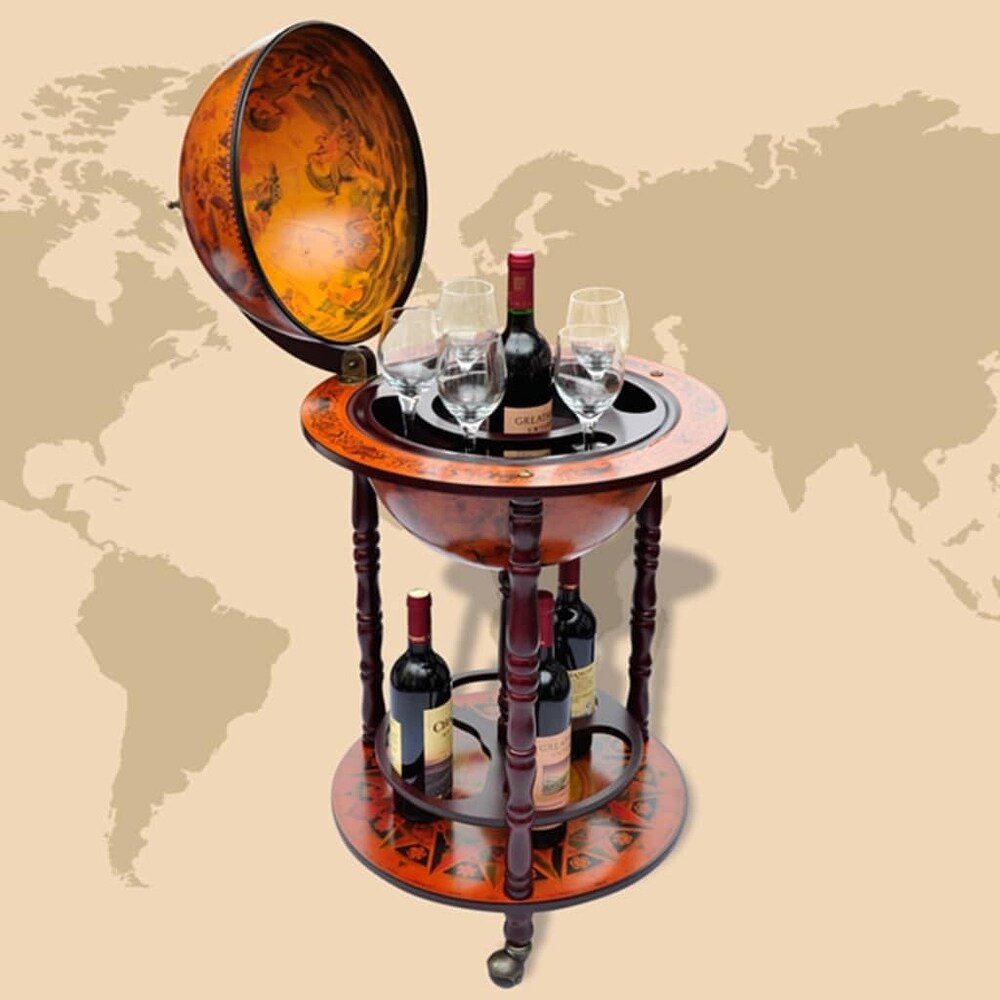 vidaXL Globe Bar Wine Stand Eucalyptus Wood   N/A