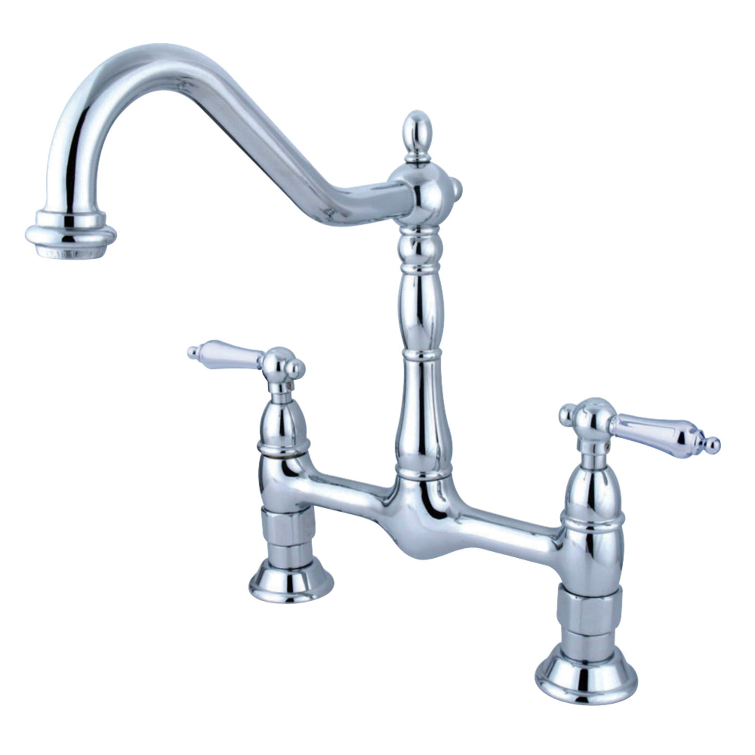 Kingston Brass KS1171AL Heritage Bridge Kitchen Faucet， Polished Chrome