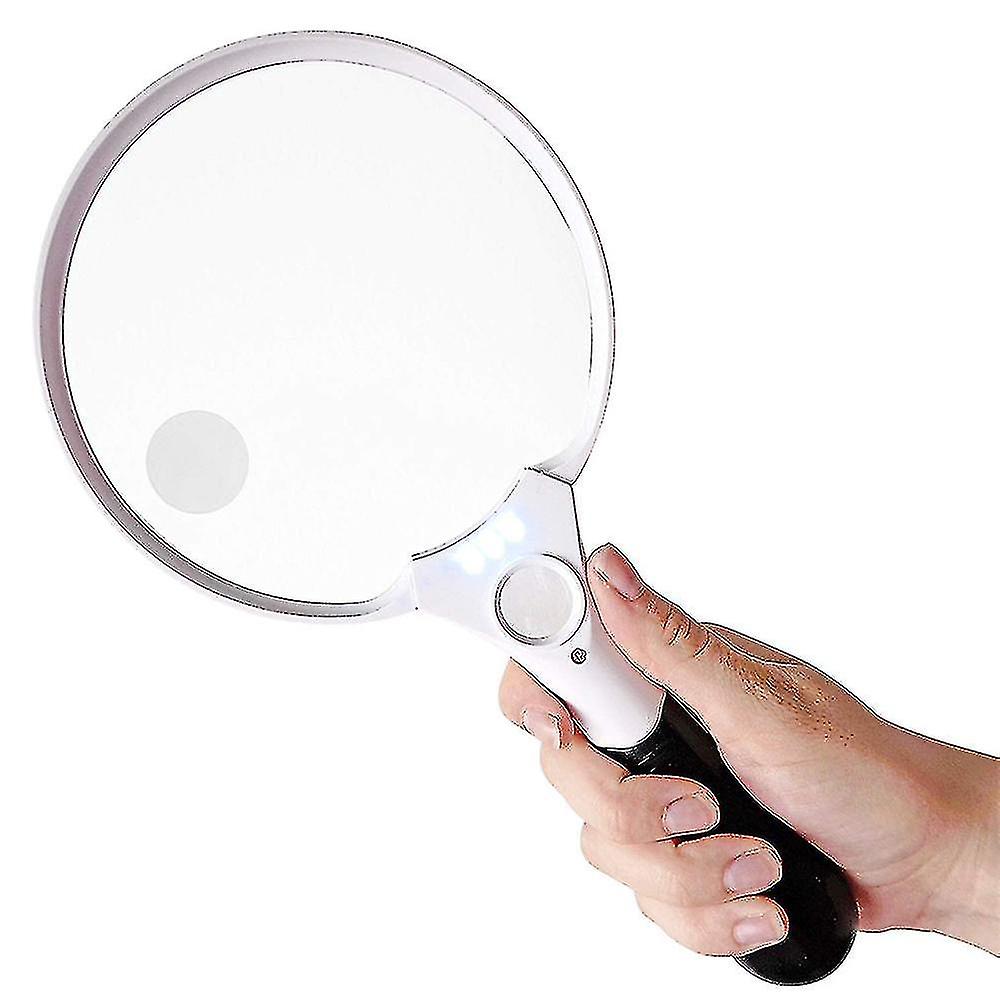 5.5 Inch Extra Large Led Handheld Magnifying Glass With Light - 2x 4x 10x Lens - Jumbo Size Illuminated Reading Magnifier For Books， Spapers，