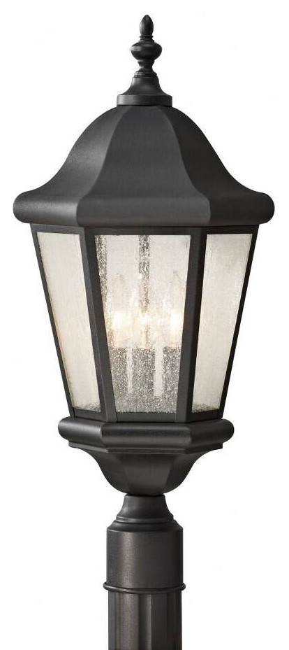 22.25 Inch 10.5W 3 LED Outdoor Post Lantern Black Finish Incandescent Lamping   Traditional   Post Lights   by Bailey Street Home  Houzz