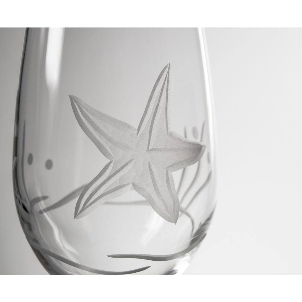 Rolf Glass Starfish 17 oz. Clear Stemless Wine Tumbler (Set of 4) 400334-S4