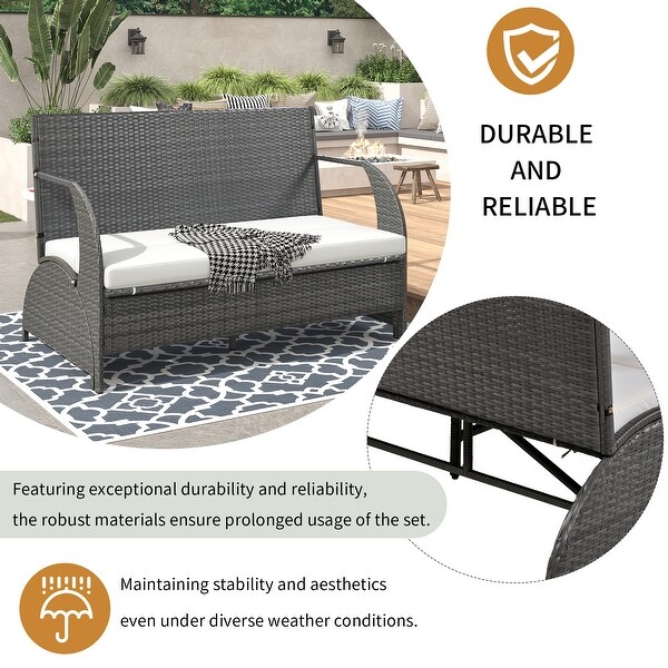 Roomfitters Versatile Outdoor Loveseat Converts to Four Seats and a Table，Durable Design，Ideal for Gardens，Lawns，Patio