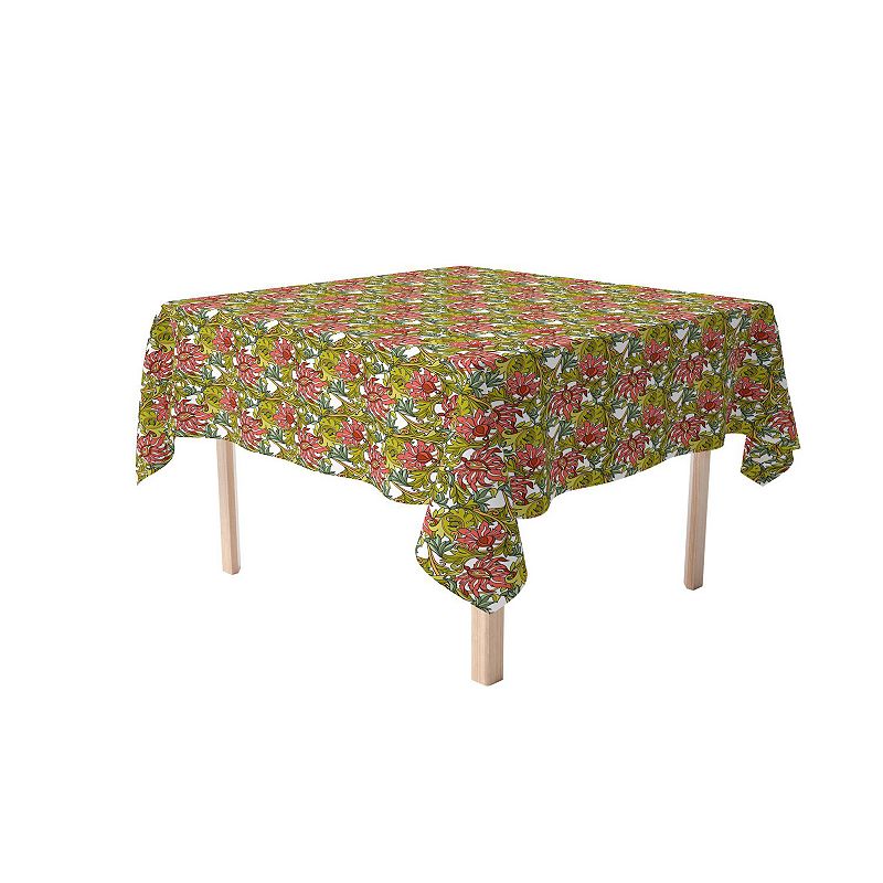 Square Tablecloth， 100% Cotton， 52x52， Floral 4