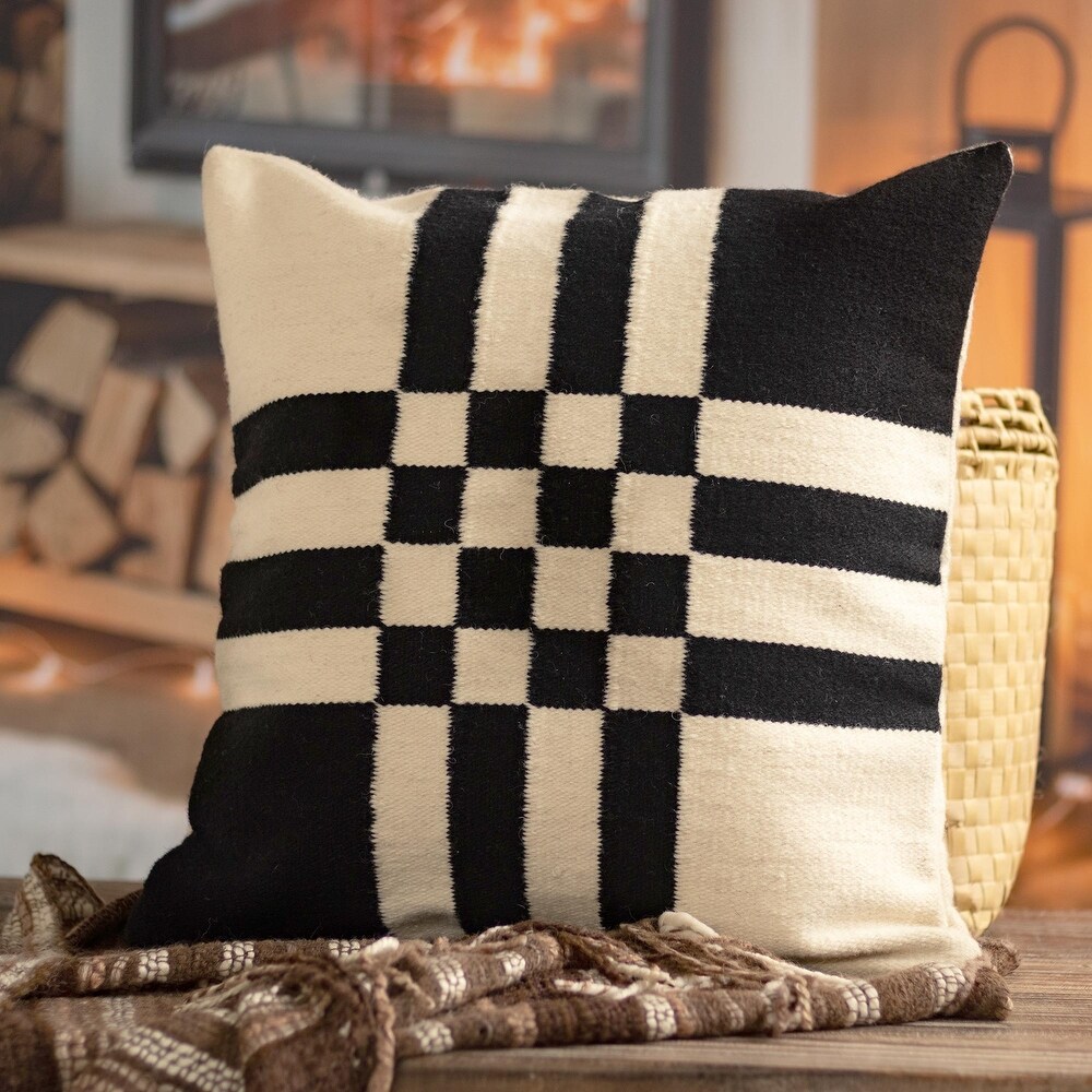 Novica Handmade Destination Map Wool Cushion Cover