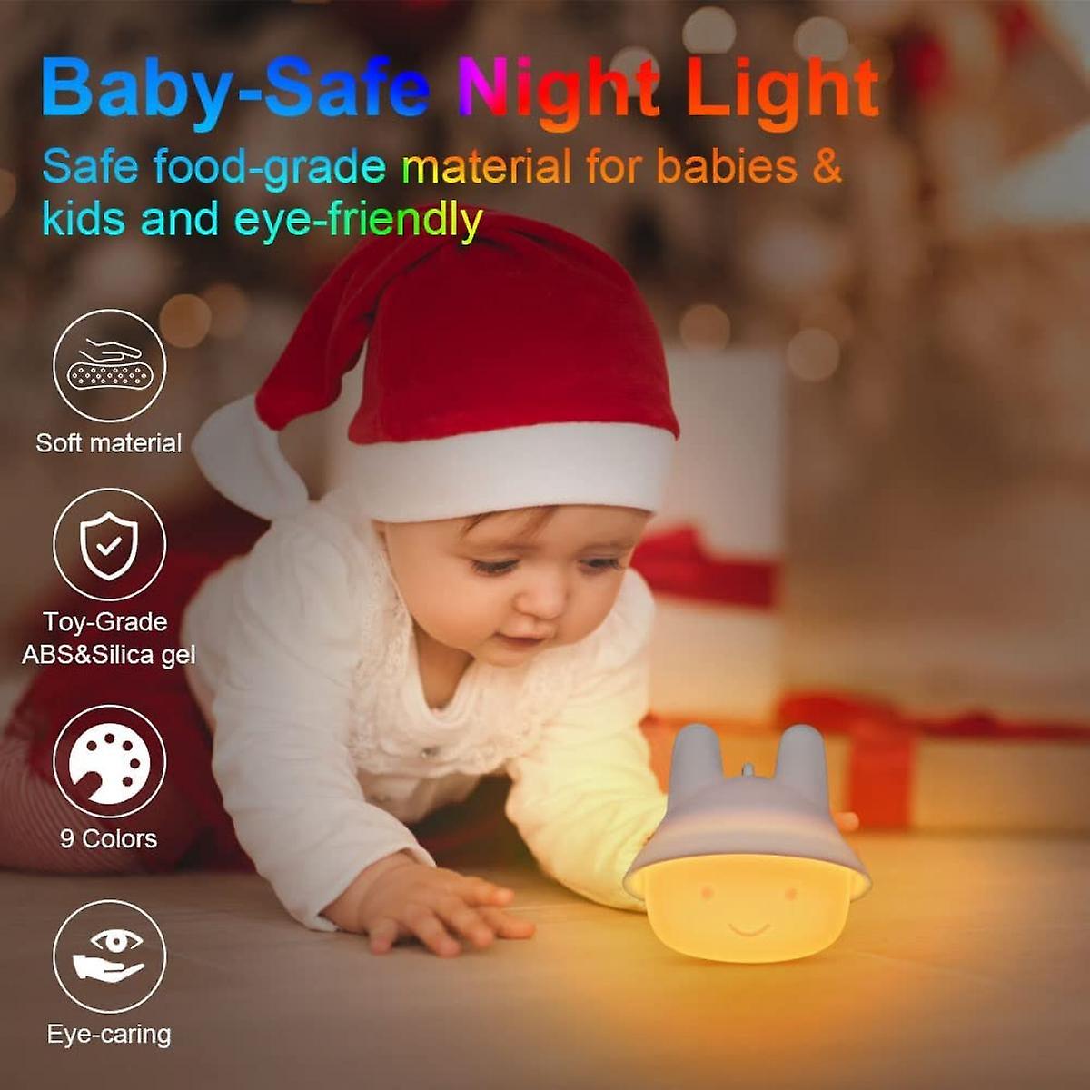 Cute Bunny Baby Night Light，9 Colour Changing Led Portable Animal Silicone Lights， Usb Rechargeable Night Lamp For Childrens Bedroom Gifts