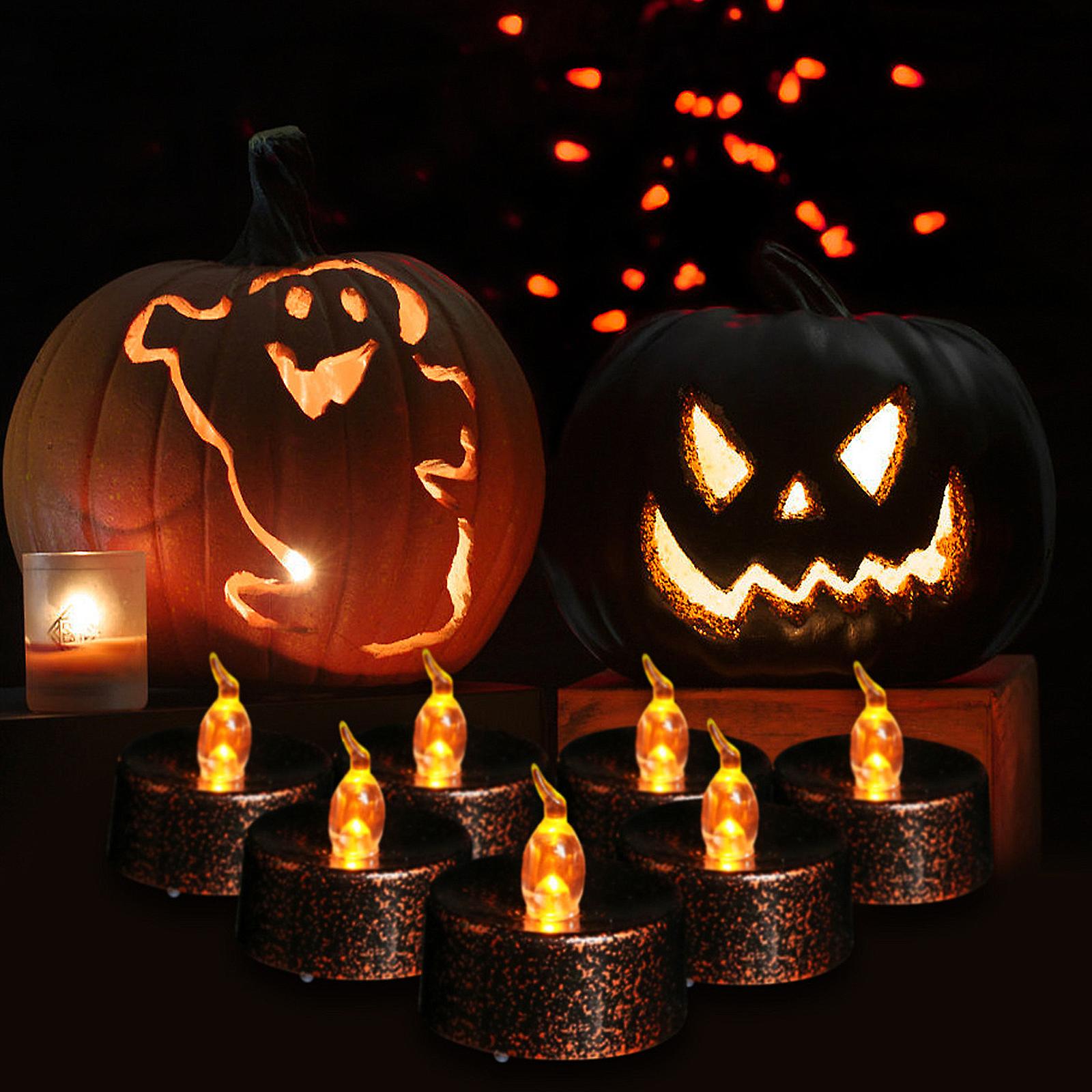 Simulated Plastic Led Candle Lamp Halloween Decoration - Circular Yellow Flashing