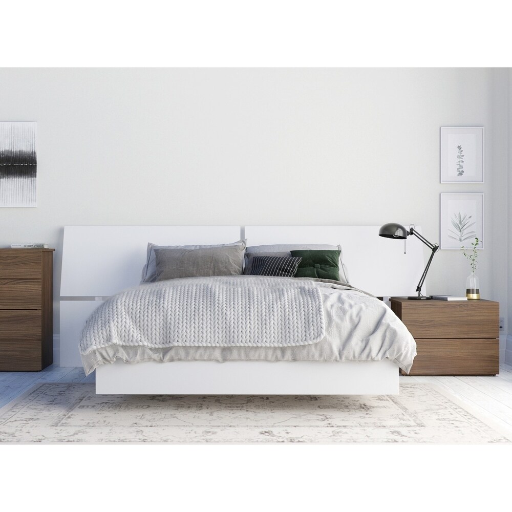 Nexera Nesta 3 Piece Bedroom Set  Walnut   White