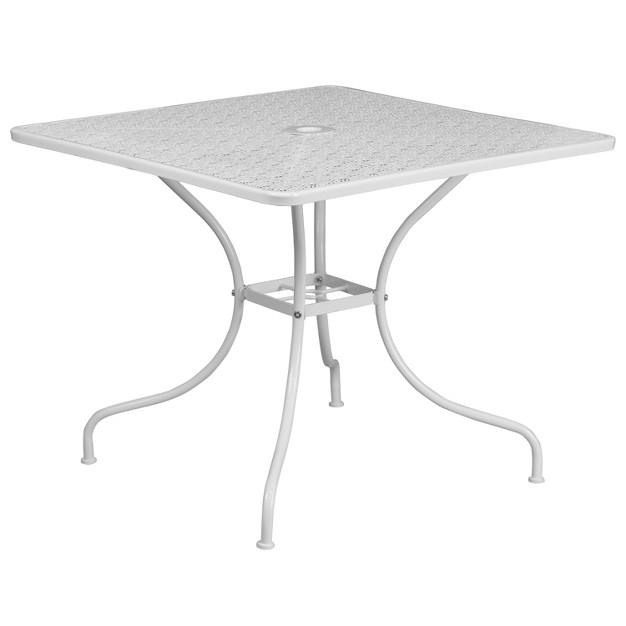 Indoor outdoor Steel Patio Table With Umbrella Hole