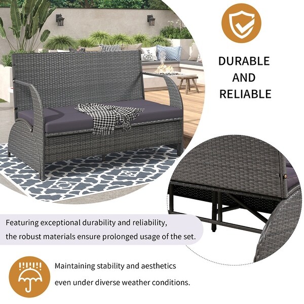 Roomfitters Versatile Outdoor Loveseat Converts to Four Seats and a Table，Durable Design，Ideal for Gardens，Lawns，Patio