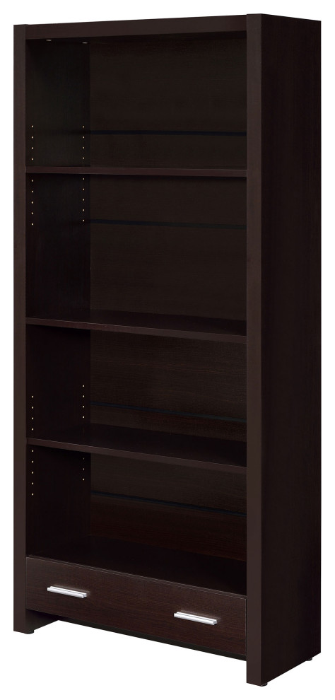 Skylar 5 shelf Bookcase With Storage Drawer Cappuccino   Modern   Bookcases   by Modon  Houzz