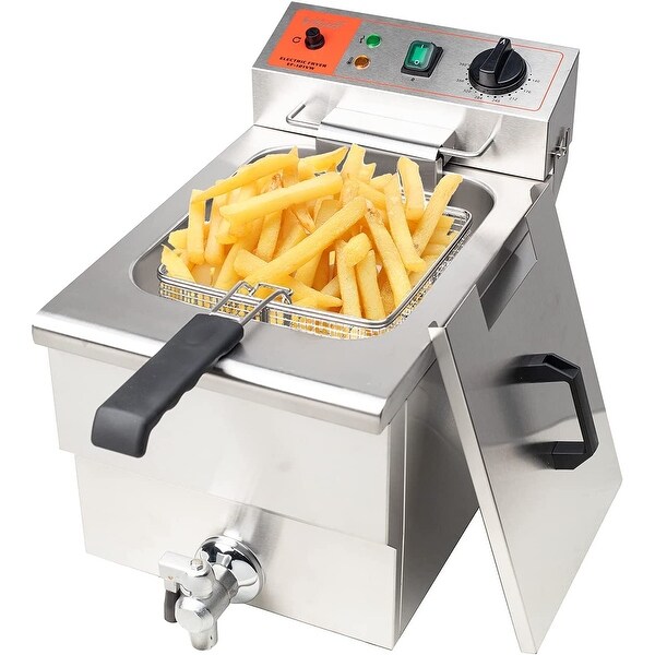 1750W Stainless Steel Electric Deep Fryer 12L Large Capacity Countertop Kitchen Frying Machine