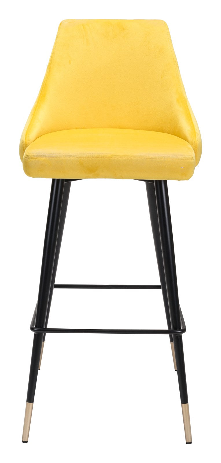 Modern Contemporary Bar Side Stool Chair Barstool， Yellow， Velvet Fabric Stainless Steel