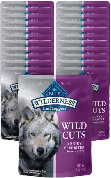 Blue Buffalo Wilderness Trail Toppers Wild Cuts Chunky Beef Bites in Hearty Gravy Grain-Free Dog Food Topper