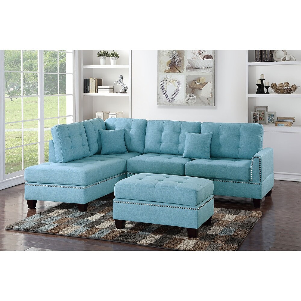 Bobkona Adolph Linen Left or Right Chaise Sectional Set