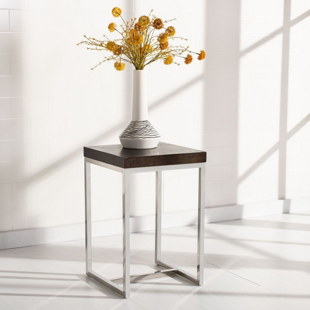 Vanna Black Glass Top Square End Table   Contemporary   Side Tables And End Tables   by AED Luxury Home Decor  Houzz