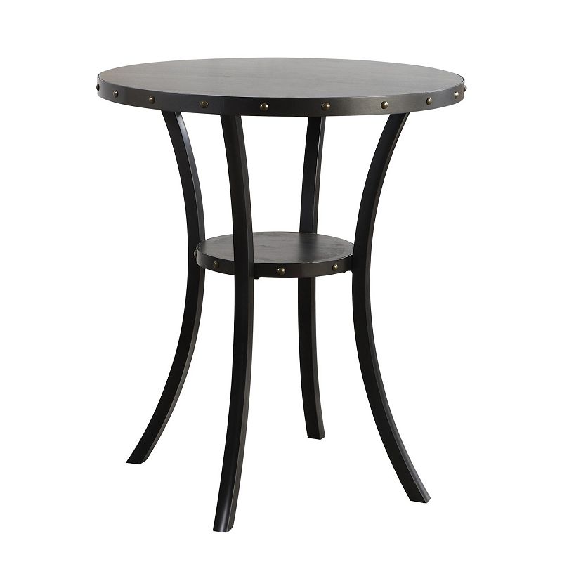 36 Inch Round Wood Bar Table with Flared Legs， Black