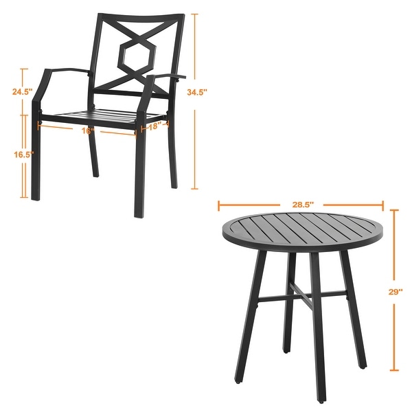 NUU GARDEN Outdoor 3Piece Iron Bistro Set