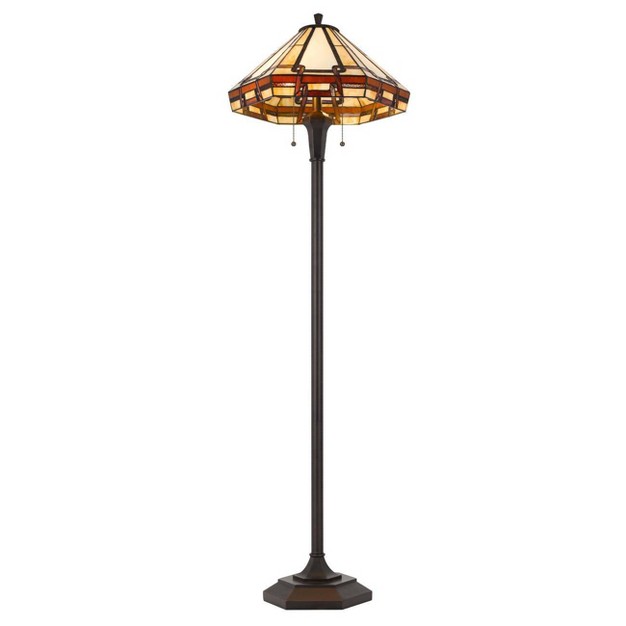 Resin Transitional Floor Lamp With  Glass Shade Cal Lighting