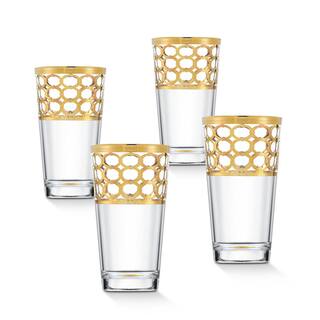 Lorren Home Trends 11 oz. Infinity Gold Ring Highball Glass (Set of 4) 1503